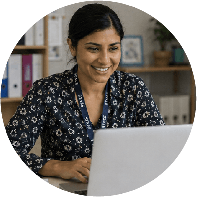 Teacher smiling on a video call