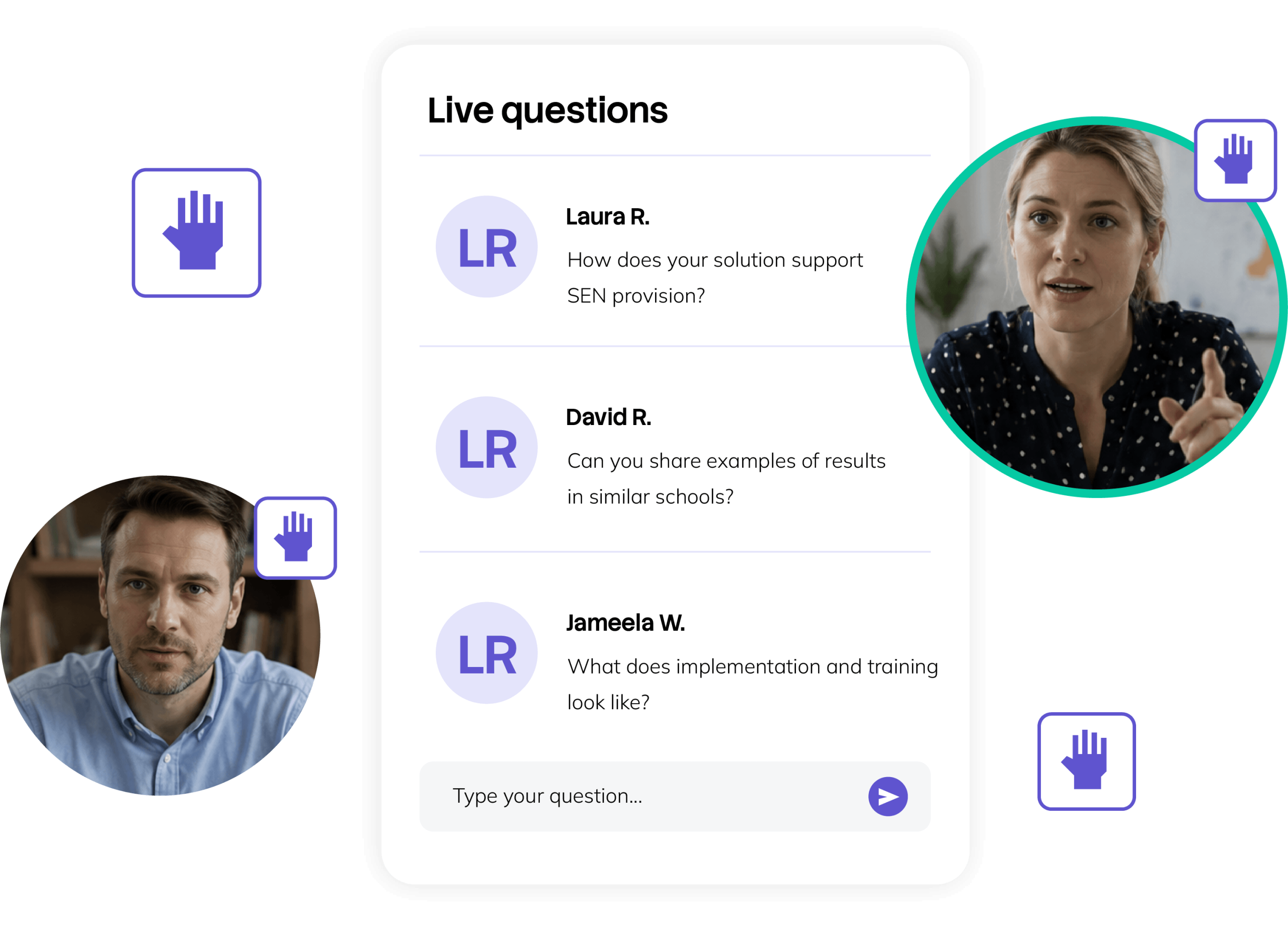 Teachers asking questions during a live session